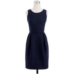 J. Crew Wool Silk Allie Modern Dress Navy Blue 12